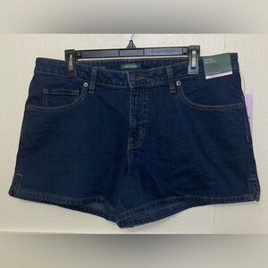 Dark Blue Mid-Rise Denim Shorts